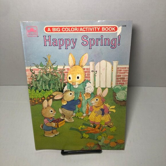 Happy Spring Big Activity Coloring Book 1993 Golden's Books Learning Easter 90' - Picture 1 of 10